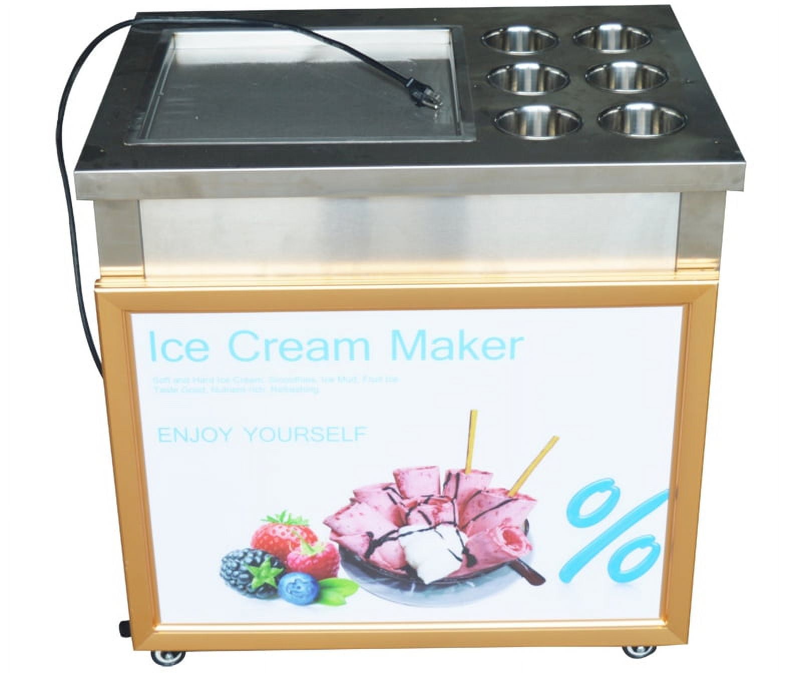 Commercial Ice Cream Maker Fried Ice Cream Roll Machine Instant Stir Roll Yogurt Dessert Machine with Dust Cover
