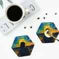 thumbnail image 4 of Pofeuu Abstract Starry Sky Print Coasters for Drinks, 4Pack PU Leather Coasters, Bar Drink Coasters for Tabletop Protection, Furniture from Damage-Hexagon, 4 of 6