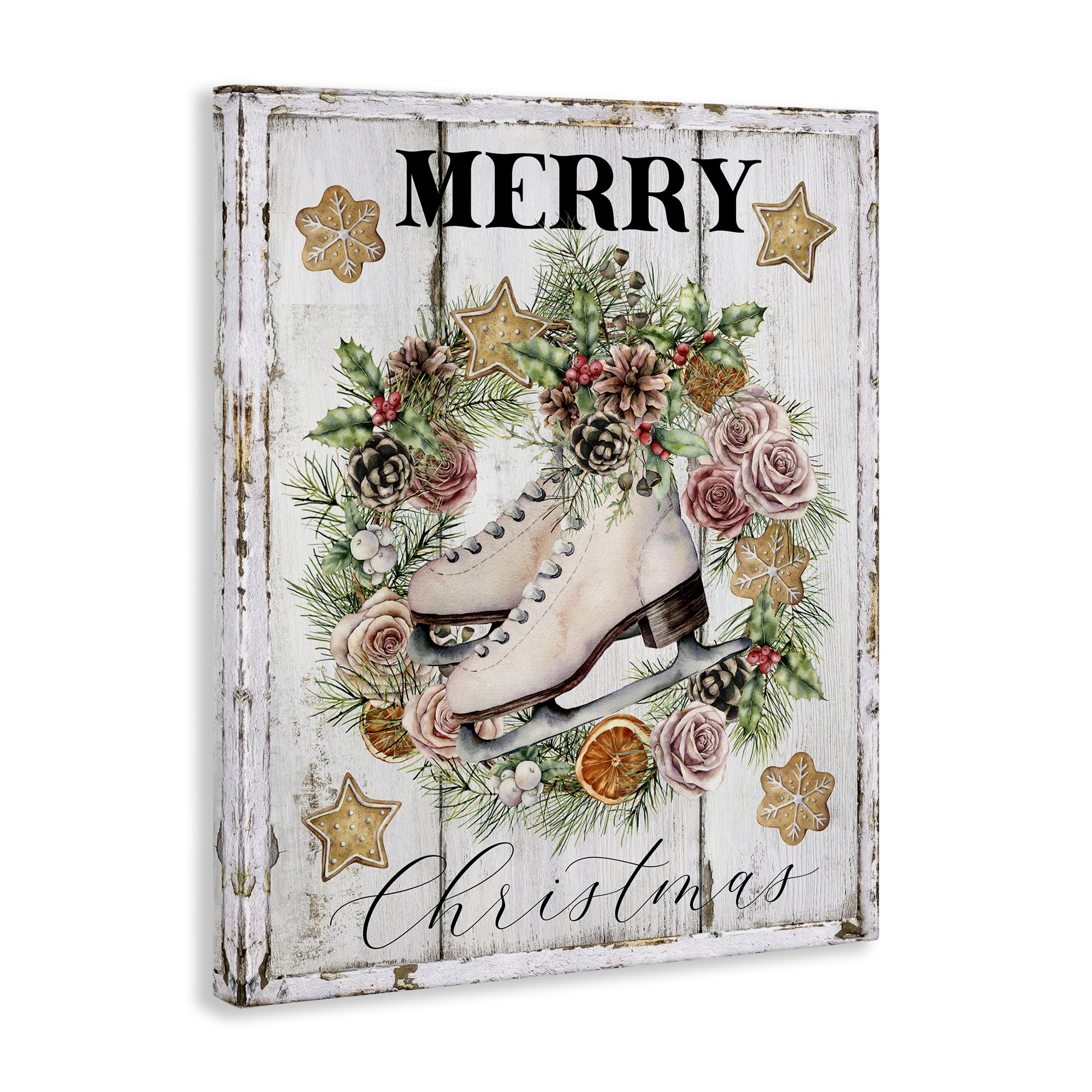 Stupell Industries Winter Ice Skates Holiday Painting Gallery Wrapped Canvas Art Prints Wall Art, 36 x 48