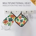 thumbnail image 4 of Yayeee Oven Mitts and Pot Holder Set of 4 Heat Resistant Kitchen Gloves Baking Hot Pad, White Clover Pattern, 4 of 5