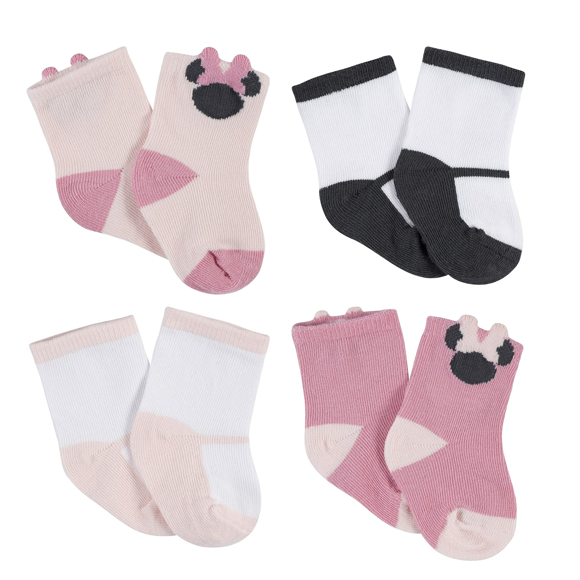 Disney Bebe Minnie Mouse Lot de 4 Chaussettes en Jersey Rose 0 6 Mois