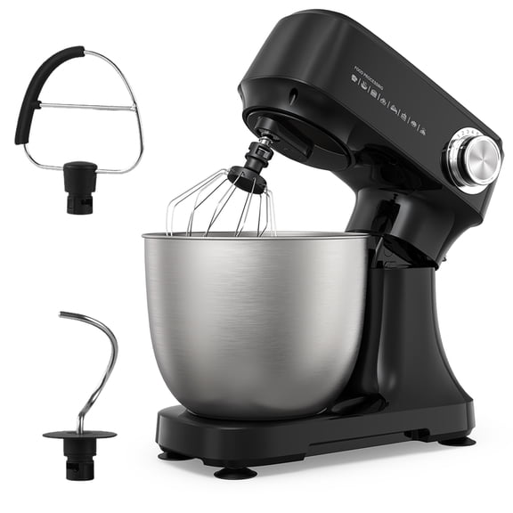 4.8 Qt Electric Stand Mixer with 12 Speed Settings, Lightweight And Portable Kitchen Mixer for Everyday Use, Includes Egg Whisk, Dough Hook, And Flat Beater