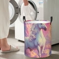 thumbnail image 5 of Sikiie Colorful Cloud White Horse Print Round Dirty Clothes Basket, Waterproof Standing Foldable Storage Basket, for Laundry Room, Bedroom, Bathroom Storage-Medium, 5 of 6