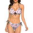 thumbnail image 1 of NICKSUN Women's Cherry Print Bikini Set, 2 Piece Swimsuits String Halter Triangle Bathing Suits, 1 of 6