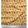thumbnail image 1 of Soimoi Orange Cotton Voile Fabric Animal Face,Cap & Muffler Winter Theme Printed Fabric 1 Yard 42 Inch Wide, 1 of 1