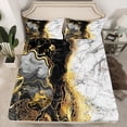 thumbnail image 2 of jejeloiu Retro Marble Texture Queen Sheet Sets,Modern Fulid Ink Flat Sheet,Black Gold White Queen Fitted Sheet For Men Women,Super Cozy Room Decor,4-Piece, 2 of 7
