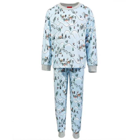 allbrand365 designer Little & Big Kids Matching 2-Pieces Ski Mountain Pajama Set