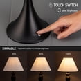 thumbnail image 6 of O'Bright Ember Cordless Table Lamp – Rechargeable, Touch Dimmable, Battery Operated, E26 LED Bulb, Type-C Fast Charging, Portable Lamp for Bedroom, Living Room, Office, Black, 6 of 7