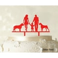 thumbnail image 1 of Wedding Cake Topper With Child And Pets Family Silhouette Cake Topper Decoration Cake Color Option Available 6-7 Inches Wide, 1 of 1