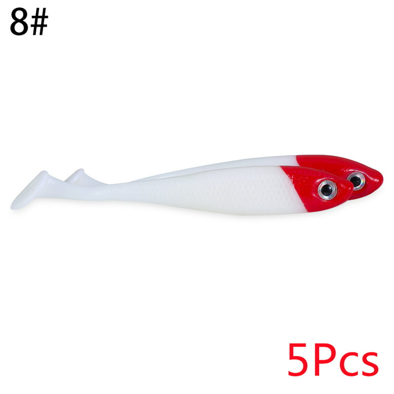 5pcs Colorful Minnow T Tail Wobblers 71mm Silicone Fishing Tackle