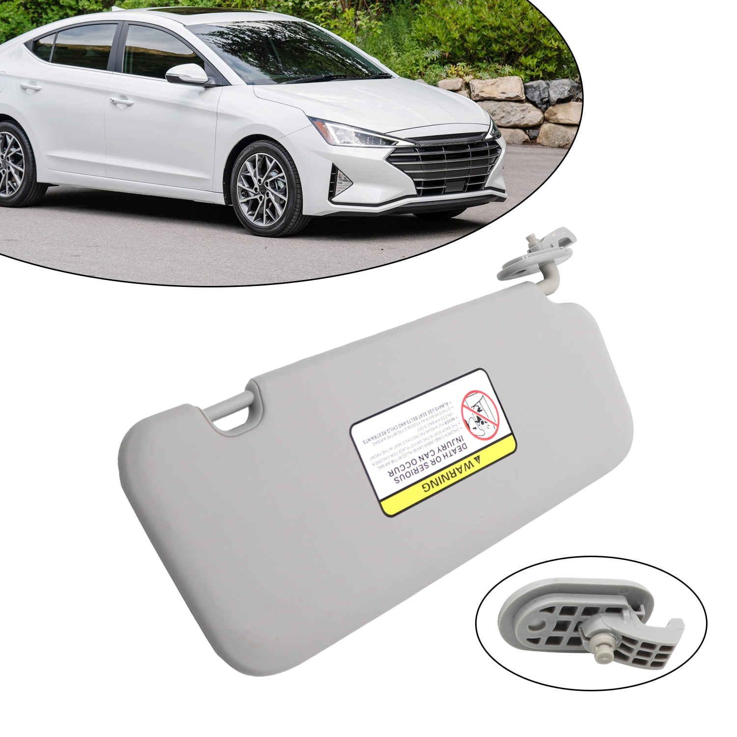 Left Driver Side Grey Sun Visor With Makeup Mirror For 2016-2019 Hyundai Elantra AD