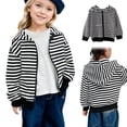 thumbnail image 2 of XinLfly Baby Zip Up Hoodie Unisex Children Long Sleeve Striped with Pocket Hooded Sweatshirt Toddler Boys Girls Classic Hoodie Tops ,Black,18-24M, 2 of 6