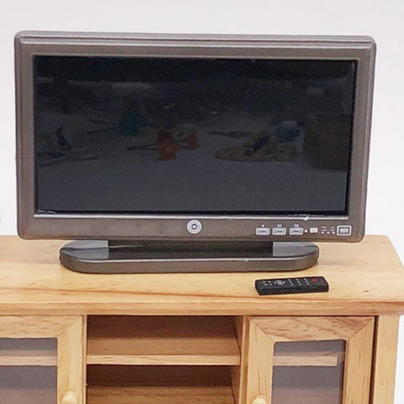 WEUVEB Black Miniature Flat Screen TV for Decor Made of Plastic Perfect for Doll House Furniture Model