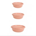 thumbnail image 2 of Round Plastic Hollow Washing Basket Set | Drain Sieve Storage Organizers | 3-Piece Multipurpose Kitchen Fruit Vegetable Colanders | Space-Saving Design | Pink Blue Beige | 9.9 x 8 cm, 2 of 6