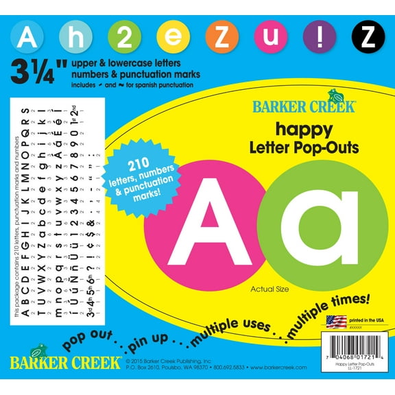 Barker Creek Happy 3¼" Letter Pop-Outs - 468 Characters