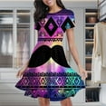 thumbnail image 2 of Colorful Tribal Pattern With Mustache Women's Classic Swing Skater Dress Casual Work Party Cocktail Dresses, 2 of 6