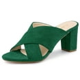 thumbnail image 1 of Sandalias Correa Cruzada Tacón De Bloque Mules Para Mujer Verde 40, 1 of 7