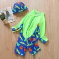 thumbnail image 5 of KYAIGUO Kids Boys One Piece Rash Guard Swimsuit Toddler Baby Upf 50+ Sun Protection Swimwear Cartoon Dinosaurs Bathing Suit with Hat 2-8Y, 5 of 10
