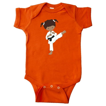 

Inktastic African American Girl Karate Pose Black Belt Gift Baby Girl Bodysuit