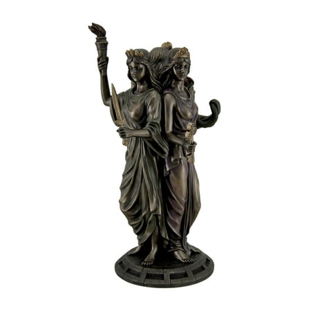 Child Bronze Figurine - Large Bronze Finish Greek Goddess Hecate Triple Goddess Statue Figurine