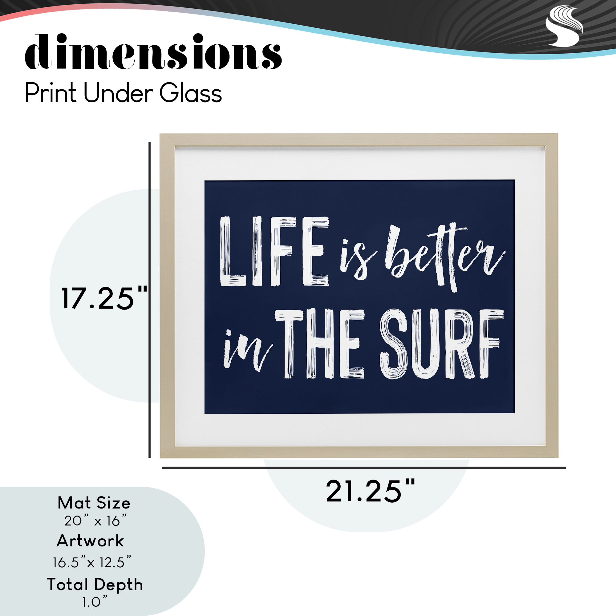 Life Better In Surf Birch Framed Print Under Glass, design by Lettered and Lined