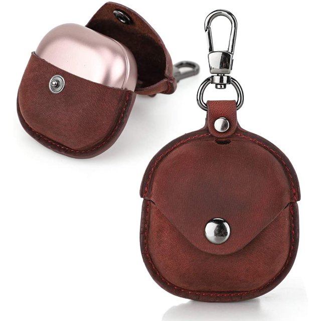Funda de piel auténtica para Galaxy Buds Live, funda protectora portátil a prueba de golpes con llavero compatible con Samsung Galaxy Buds Live Earbuds Accessories 2020 (rojo) WD.WDQZL electrónico