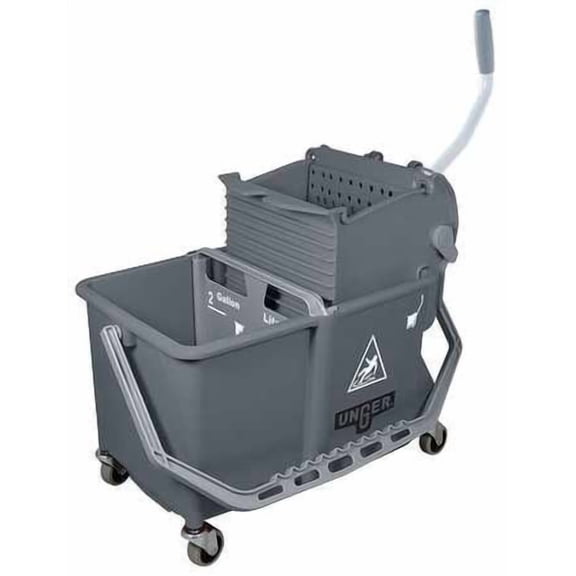 Unger Mop Dual Bucket with Side Wringer, 4 gal. Gray  Includes Fill Guide COMSG