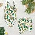 thumbnail image 3 of Xixirimido Cactus Floral Print Girls One Piece Bathing Suit with Mesh Cover Up, Adjustable Strap Swimwear One Shoulder Swimsuit for Girl with Removable Pad, Size 15-16 Years, 3 of 7