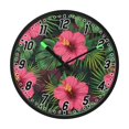 thumbnail image 2 of Dailycode Night Light Wall Clock Glow in The Dark 12 inch Battery Operated Silent Luminous Clocks, Pink Hibiscus Jungle, 2 of 8