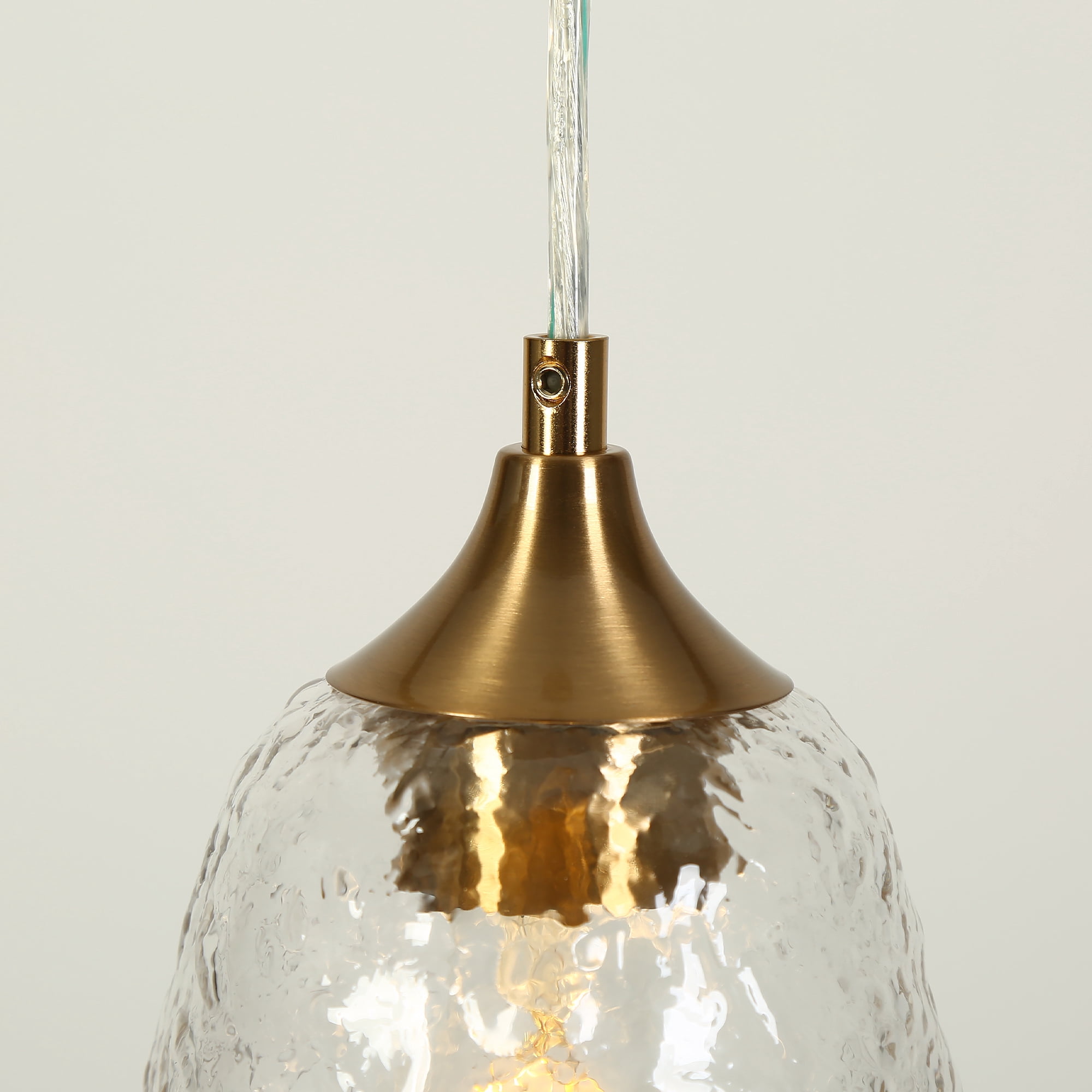 LNC Polished Brass Modern/Contemporary Ribbed Glass Bell LED Mini Hanging Pendant Light