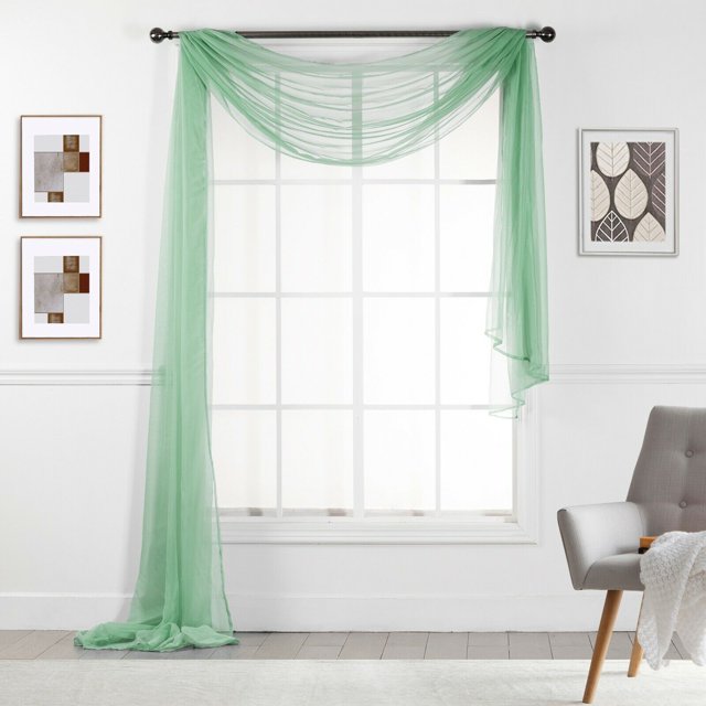 Empire Sheer Voile Window Valence Scarf 216" LONG