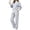 Gray, variant on Women's Casual Matching 2 Piece Outfit Set Mock Neck Long Sleeve Striped Color Block Ribbed Trim Loungewear Set