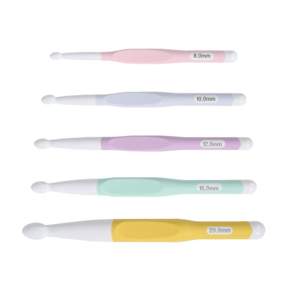 CIYISON 5 Pcs 8/10/12/15/20mm Knitting Needle Crochet Hook Ergonomic Handle Craft Tool