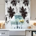 thumbnail image 4 of Black Floral Swag Valances for Windows 2 Pack Vintage Flowers Swag Kitchen Curtains 36 Inches Long Rod Pocket Short Window Treatment for Kitchen Bathroom 28"x36", 4 of 8