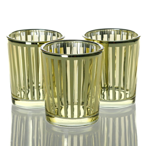 Richland Votive Candle Holder Metallic Gold Stripe Small Set of 12