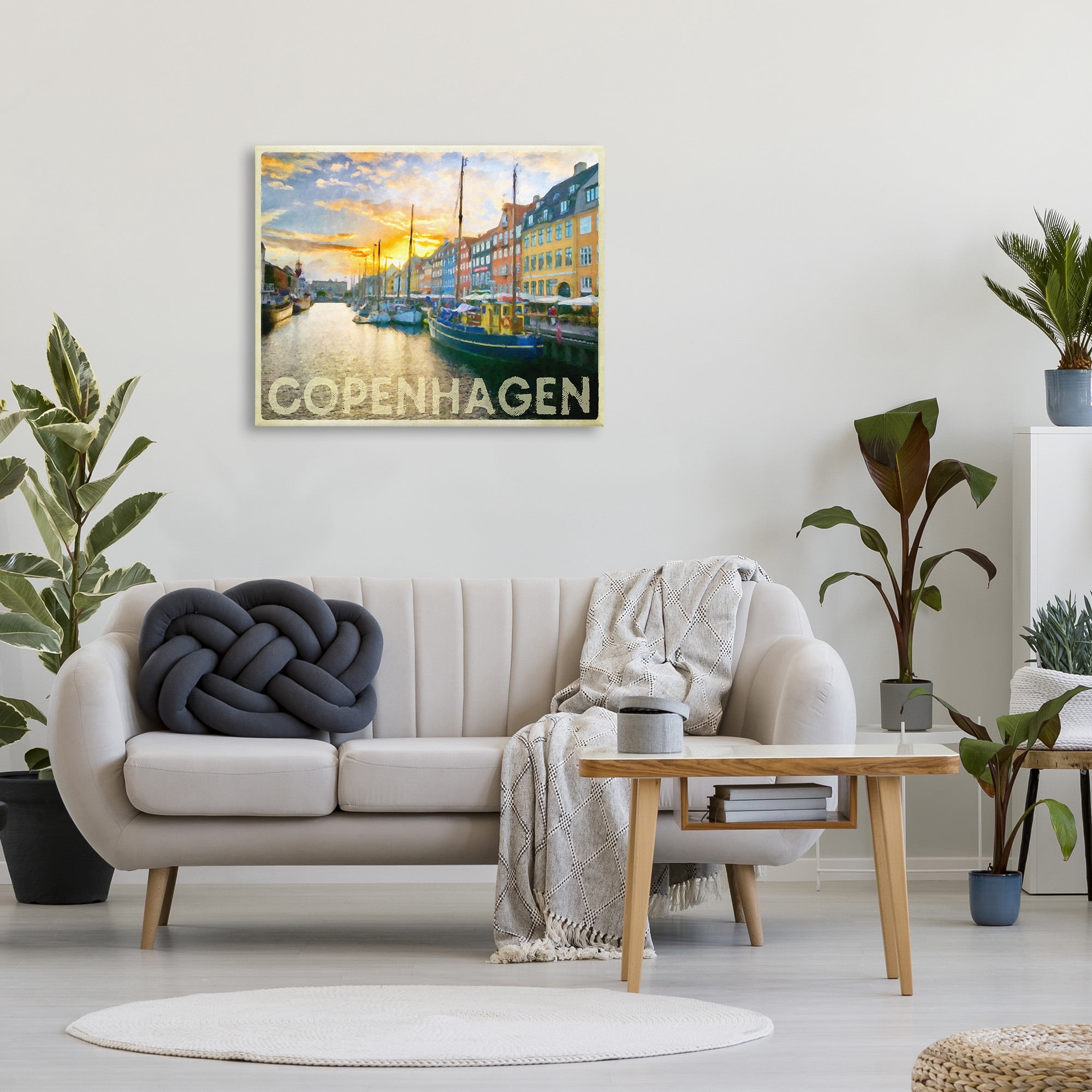 Stupell Industries Copenhagen Canal Boats Transportation Painting Gallery Wrapped Canvas Art Print Wall Art, 40 x 30