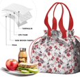 thumbnail image 4 of Pioneer Flower Drawstring Lunch Bag Women - Drawstring Lunch Bag Insulated for Work Office - Stain-Resistant Large Lunchbags for Women with Multi-Pockets, 4 of 6