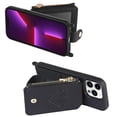 thumbnail image 5 of Compatible with iPhone 13 Pro Case Wallet, with Credit Card Holder Zipper Pocket Crossbody Strap Heart Pattern PU Leather Magnetic Clasp Kickstand Heavy Duty Protective Flip Cover, Black, 5 of 12