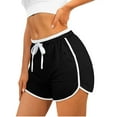 thumbnail image 2 of AXXD Ladies New Arrivals,Yoga Workout Elastic Waist Athletic Running Linen Shorts for Women Casual Summer Black 10, 2 of 9