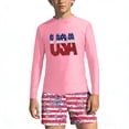 thumbnail image 5 of Girls Long Sleeve Rash Guard Set, 4th of July Patriotic Swimsuit, Multicolor, Size 110-160, 2-Piece,Size 5-6T, 5 of 8