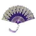 thumbnail image 2 of Folding Fans Chinese Style Handheld Fans Vintage Silk Fabric Holding Fan Foldable for Wedding Dancing Cosplay Party Wall Decoration, 2 of 6