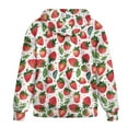 thumbnail image 5 of FOR U DESIGNS Red Strawberry Hoodie Jacket for Women with Zipper Oversized Hoodies Size XS Lightweight Hooded Zip Up Sweatshirt Women Down-Shoulder Collar Sportswear, 5 of 7