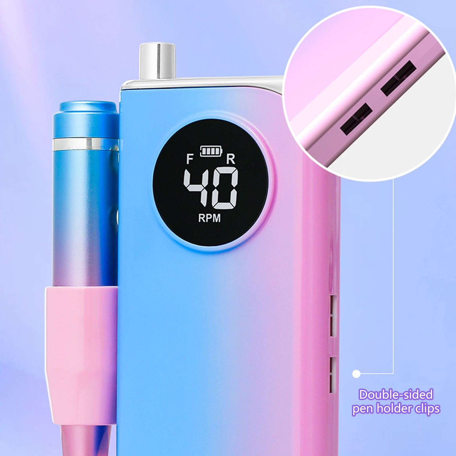 Portable Nails Drill 40000 RPM,Rechargeable Electric Nails File Machine E File for Acrylic Nails Gel Polishing Removing
