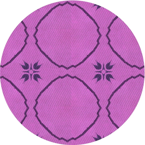 Ahgly Company Machine Washable Indoor Round Transitional Bright Neon Pink Purple Area Rugs, 5' Round