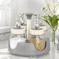 thumbnail image 2 of Detachable Revolving Salt Shaker with Lid and Long Spoon, Glass Flavoring Bottle Rotating Spice Rack for Kitchen Restaurant Home[Gray], 2 of 8
