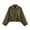 Army Green #04, variant on Womens Solid Cropped Zip Up Lapel Collar Jacket Long Sleeve Elastic Cuff Hem Coat Minimalist Casual Outerwear for Fall Winter Wear