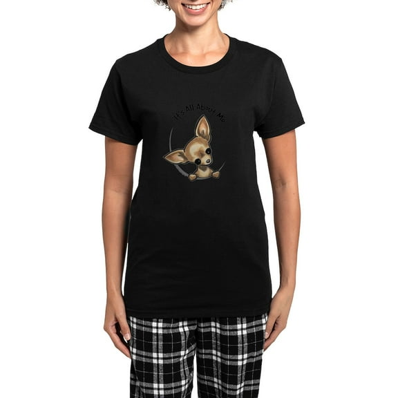 CafePress - Tan Chihuahua IAAM Women's Light Pajamas - Women's Short Sleeve Print T-Shirt and Pants Dark Cotton Pajama Set
