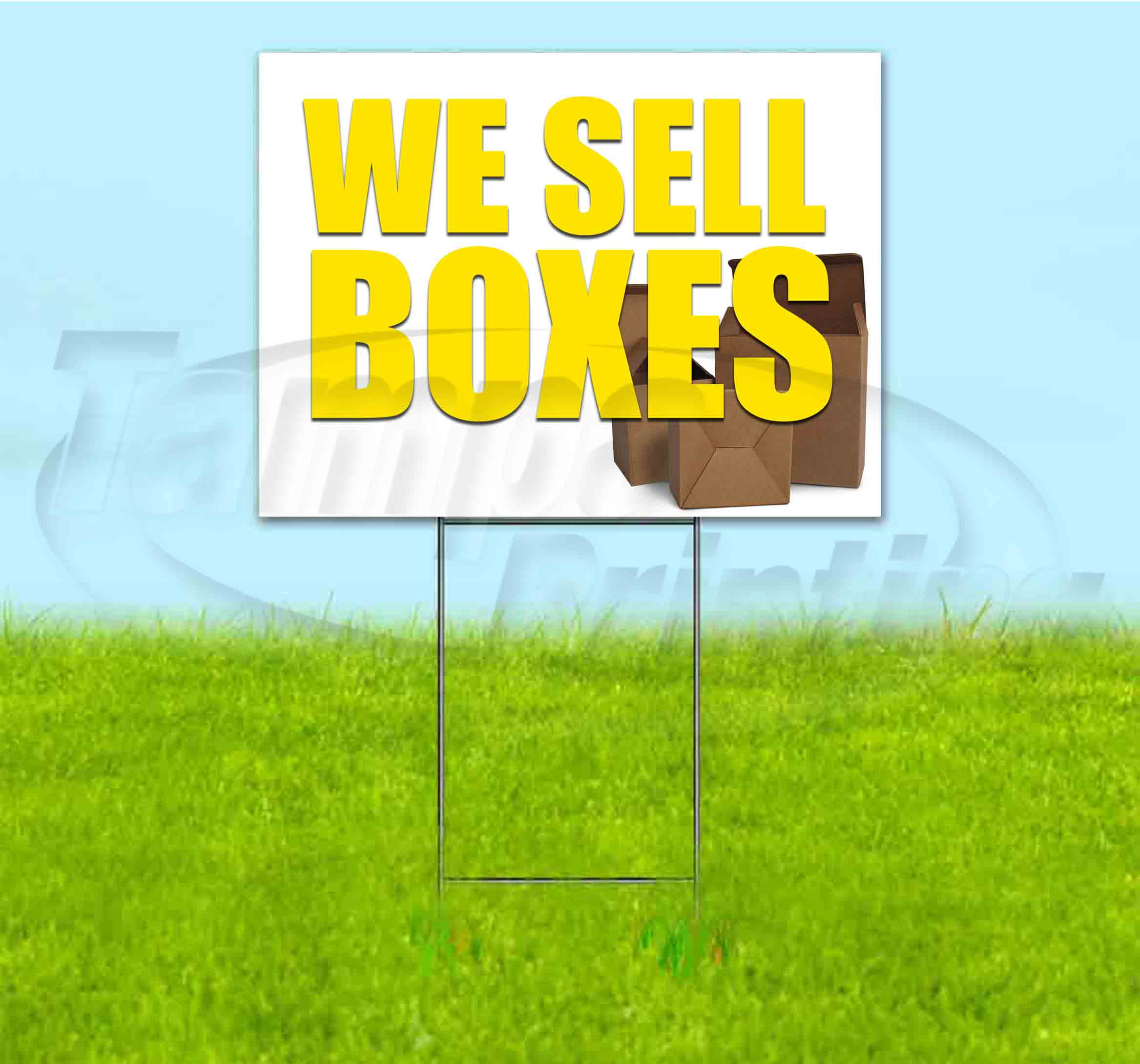 We Sell Boxes (18" X 24") Yard Sign, Includes Metal Step Stake