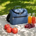 thumbnail image 3 of Square Flip-Top Crossbody Lunch Bag, Handheld Insulated Cooler Tote, Stylish Thermal Food Carrier, 3 of 5