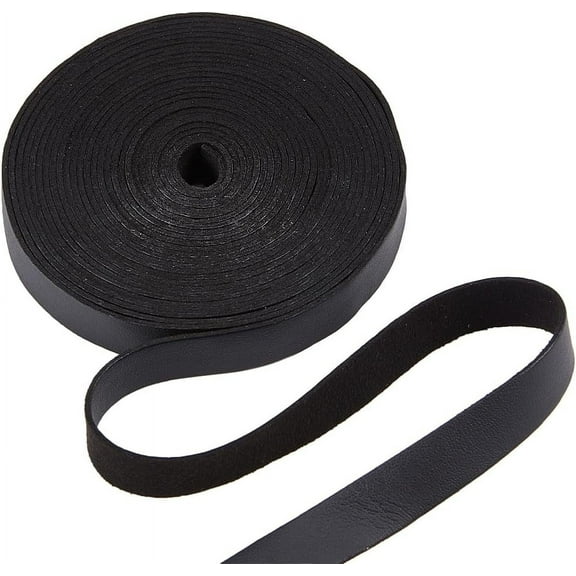 Flat Imitation Leather Cord for Pillow Decor Black 15x1.6mm 4.5~5m/Roll